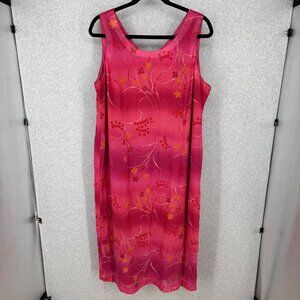Halmode Plus Womens VTG Floral Maxi Dress Size 22W Pink Crinkle Wide Strap EUC